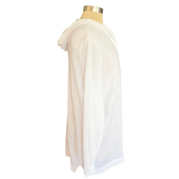 Tahari 100% Linen White Open Front Cardigan Hooded Sz 1X Beachy Coverup Summer - Picture 4 of 8
